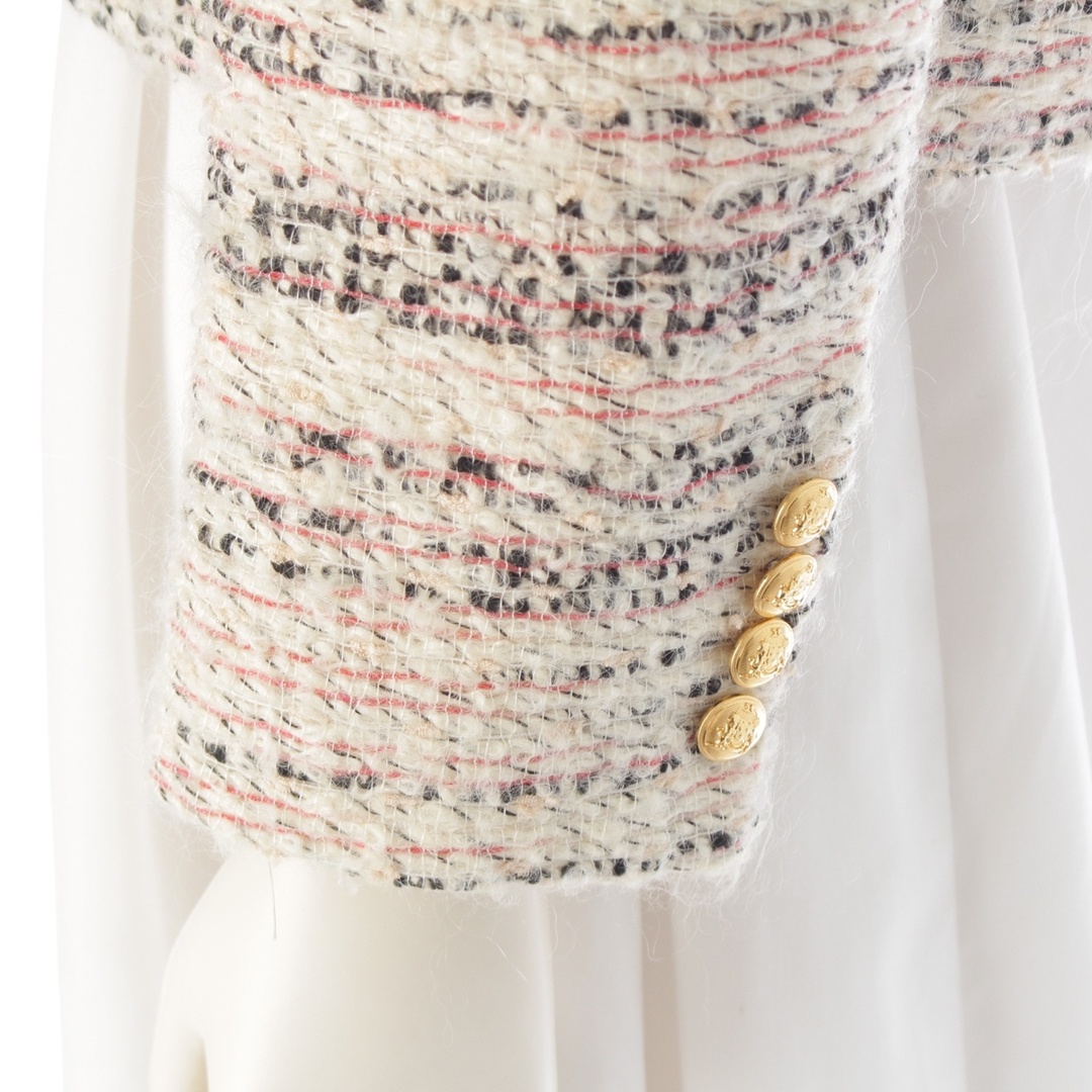 CELINE(セリーヌ)のセリーヌ 22-23AW ウール モヘア ツイード クロップド 金ボタン ノーカラージャケット アウター 2V83I389T マルチカラー 36【中古】 レディースのジャケット/アウター(ノーカラージャケット)の商品写真