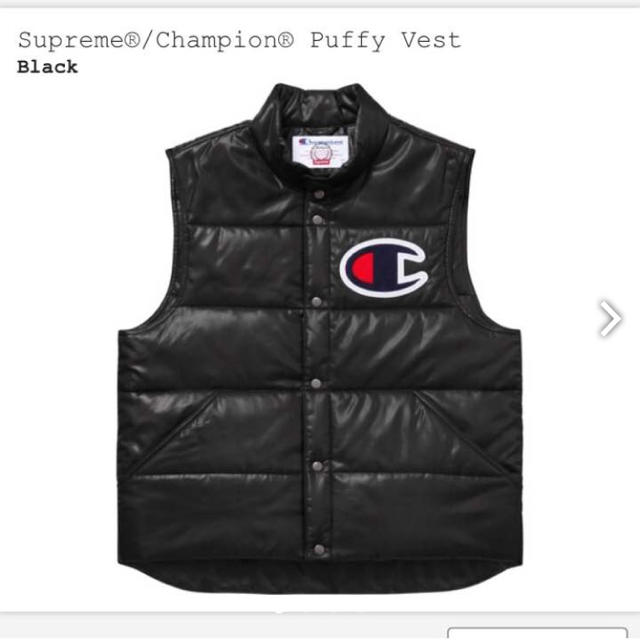 Supreme(シュプリーム)のsupreme×champion puffy vest 新品 未使用 黒 S メンズのジャケット/アウター(ダウンベスト)の商品写真