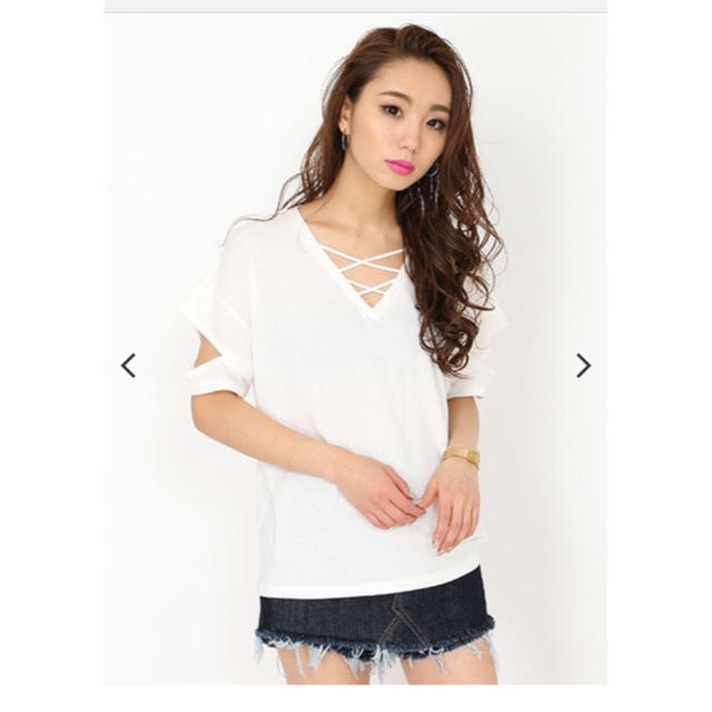 ENVYM(アンビー)のENVYM ダブルクロススリーブオープンTシャツ レディースのトップス(Tシャツ(半袖/袖なし))の商品写真