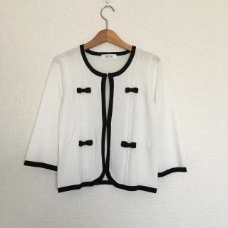 ルーデルー(Rew de Rew)の美品 Rew de Rew リボン 七分袖 カーディガン  M(カーディガン)