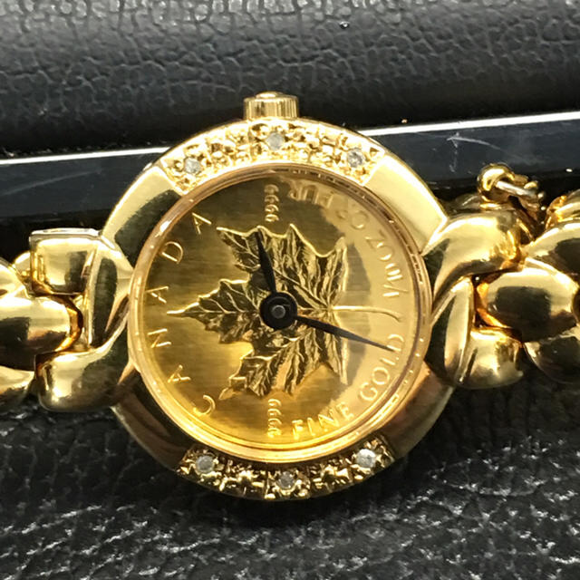 メープルリーフ金貨エルジン　金貨　腕時計　カナダ　メイプルリーフ　コインウォッチ　ダイヤ　24k