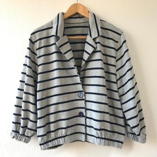 アメリカンアパレル(American Apparel)のボーダージャケット (gray×navy)(テーラードジャケット)