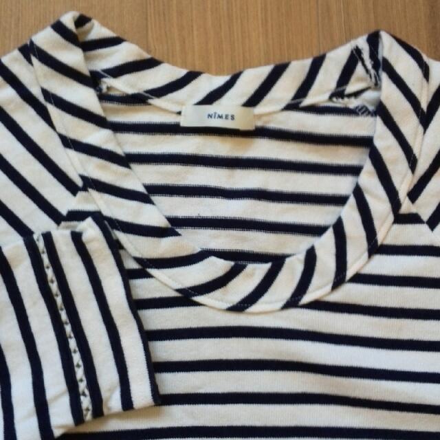 NIMES(ニーム)の濃紺　ボーダー　カットソー レディースのトップス(Tシャツ(長袖/七分))の商品写真