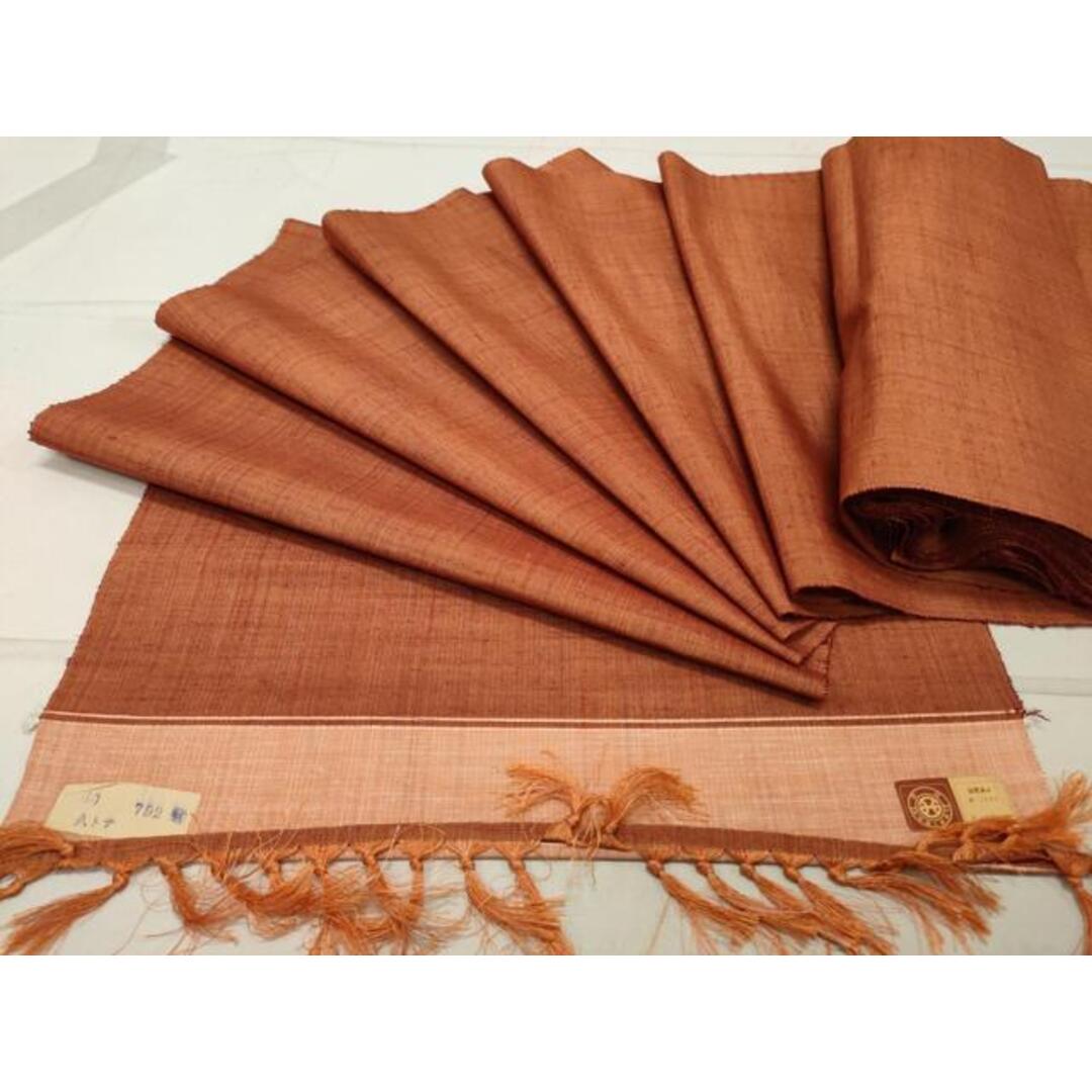 平和屋着物▼西陣　紬　反物　着尺　柿色　逸品　未使用　DAAX6591zy レディースの水着/浴衣(着物)の商品写真