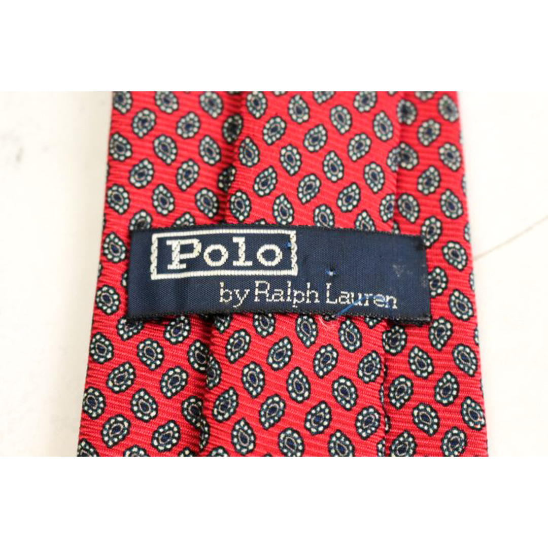 POLO RALPH LAUREN(ポロラルフローレン)のポロラルフローレン ブランドネクタイ 総柄 ペイズリー 小紋柄 シルク アメリカ製 PO メンズ レッド POLO RALPH LAUREN メンズのファッション小物(ネクタイ)の商品写真