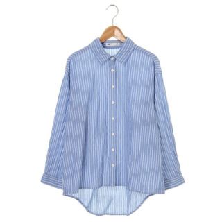 セブンデイズサンデイ(SEVENDAYS=SUNDAY)のSEVENDAYS=SUNDAY シャーリングストライプ カシュクールシャツ 青(シャツ/ブラウス(長袖/七分))