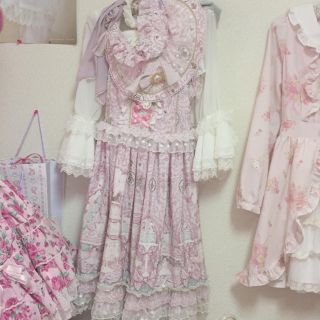 アンジェリックプリティー(Angelic Pretty)のプリティ ジャンスカボンネットセット(ひざ丈ワンピース)