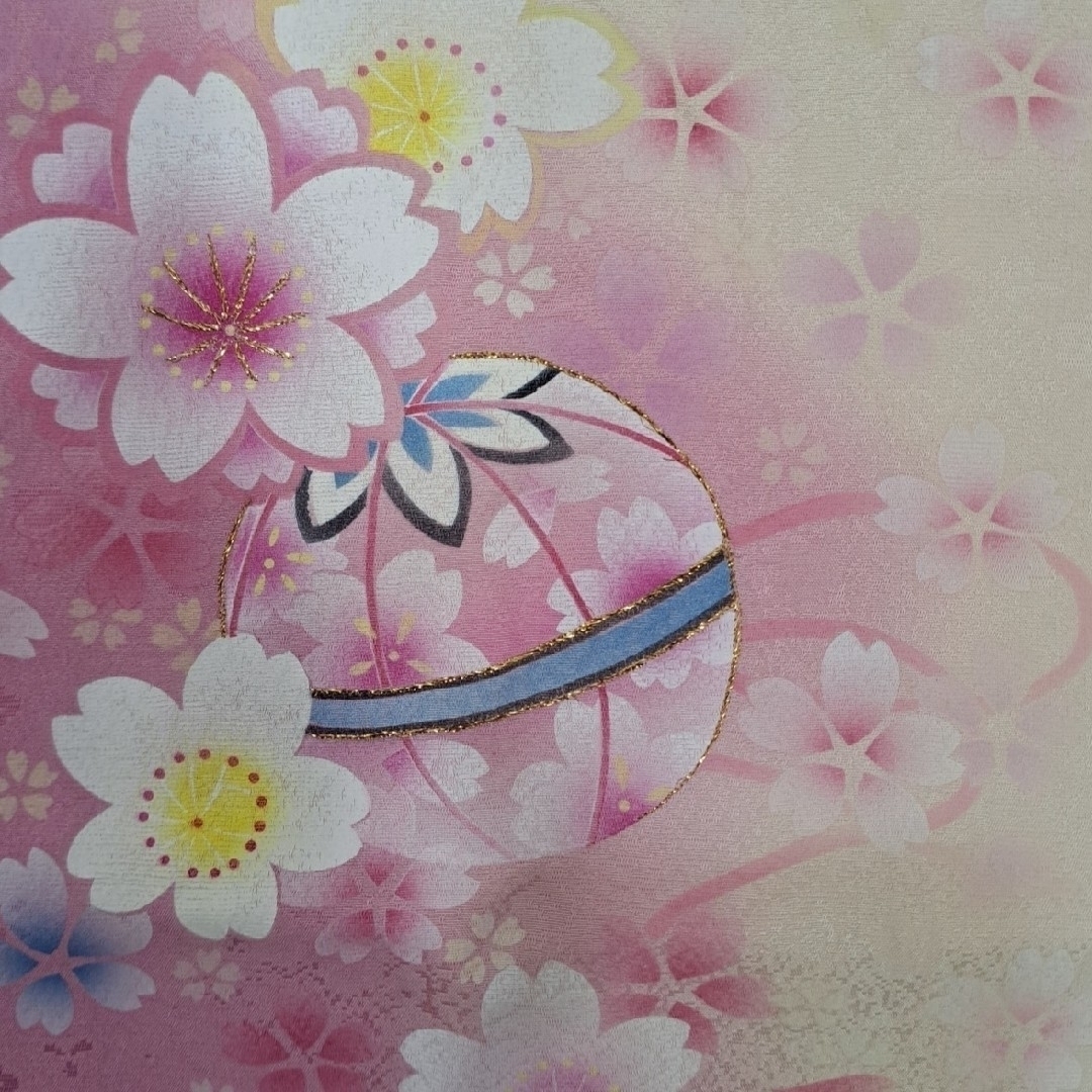 今お買い得 正絹振袖フルセット 白地紫グラデーション桜柄 成人式に最適 レディースの水着/浴衣(振袖)の商品写真