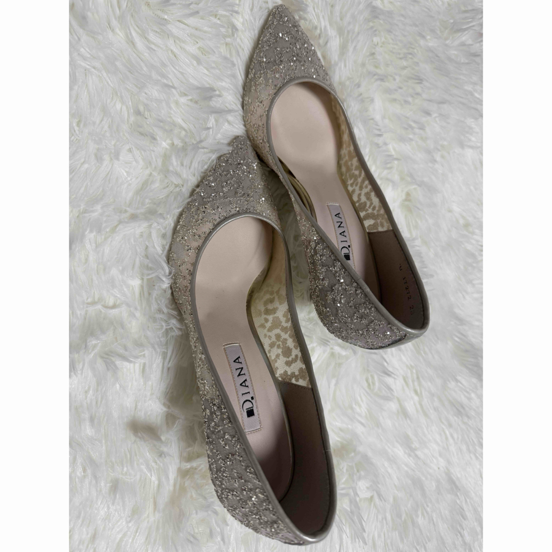DIANA(ダイアナ)のダイアナ　DIANA プラチナグリッターチュールパンプスヒール レディースの靴/シューズ(ハイヒール/パンプス)の商品写真