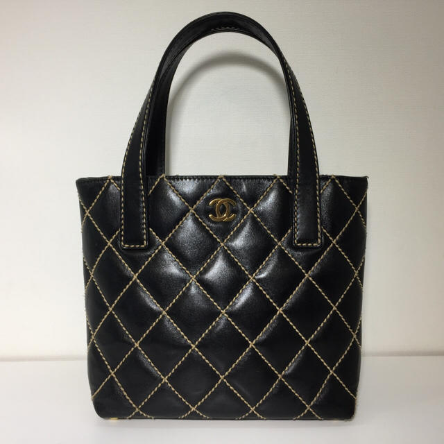 【正規品】CHANEL シャネル ワイルド ステッチ トート バッグ 黒