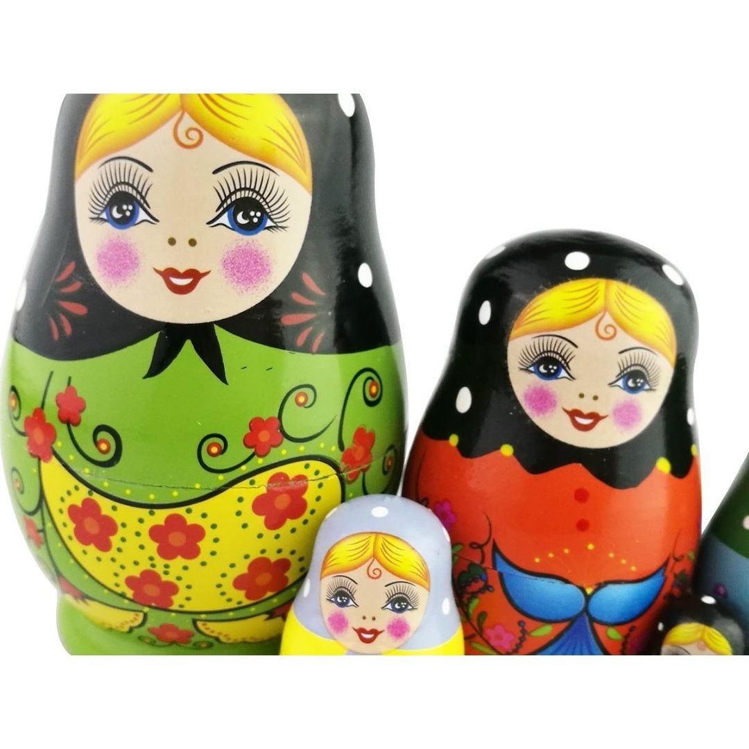 ミニ　グリーン　女の子　花パターン　マトリョーシカ　マトリョーシカ人形　手業　手 キッズ/ベビー/マタニティのおもちゃ(その他)の商品写真