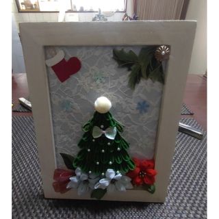 つまみ細工クリスマスツリーフォトフレーム