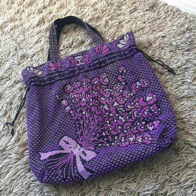 Santa Monica(サンタモニカ)の💜rétro💜総ビーズ/レア✨巾着bag ✨ レディースのバッグ(ハンドバッグ)の商品写真