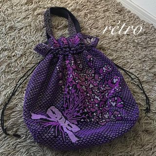 サンタモニカ(Santa Monica)の💜rétro💜総ビーズ/レア✨巾着bag ✨(ハンドバッグ)