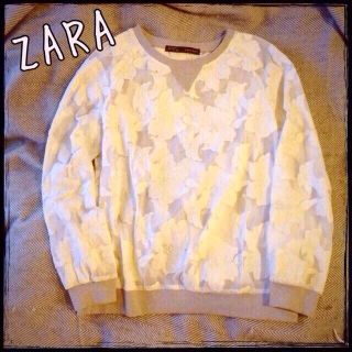 ザラ(ZARA)の☆ZARAの透けレーストップス☆(カットソー(長袖/七分))