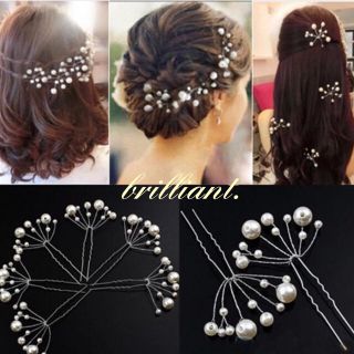 豪華！ パール Uピン 5本セット ウェディング ヘアアクセ ヘッドアクセ(ウェディングドレス)