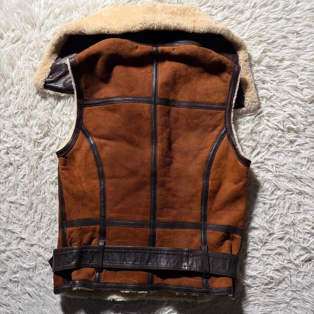 Ralph Lauren(ラルフローレン)の【激レア】ラルフローレン　ムートン ベスト　羊革　ボア　ブラウン レディースのトップス(ベスト/ジレ)の商品写真