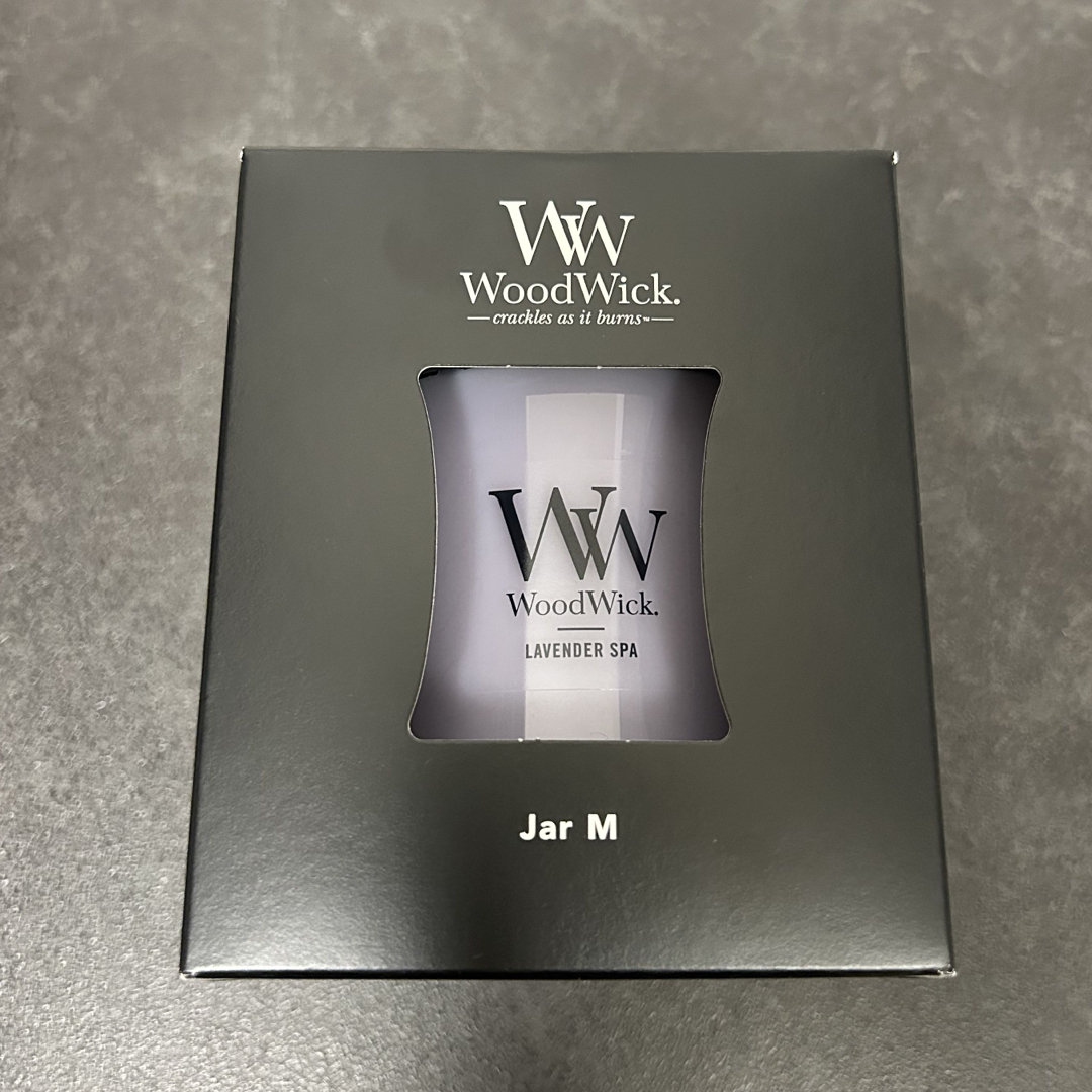 kameyama candle house(カメヤマキャンドルハウス)の【正規品】WoodWick ジャーM ラベンダースパ ハンドメイドのインテリア/家具(アロマ/キャンドル)の商品写真