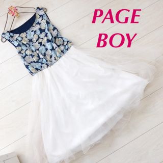 ページボーイ(PAGEBOY)のページボーイ ドッキングワンピース チュールスカート 花柄(ひざ丈ワンピース)