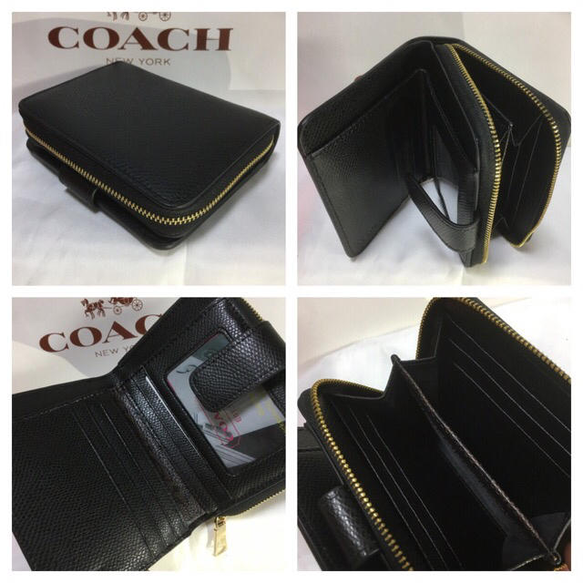 COACH(コーチ)の母の日❣️プレゼントにも❤️新品コーチ アラウンドジップ二つ折り財布 レザー黒 レディースのファッション小物(財布)の商品写真