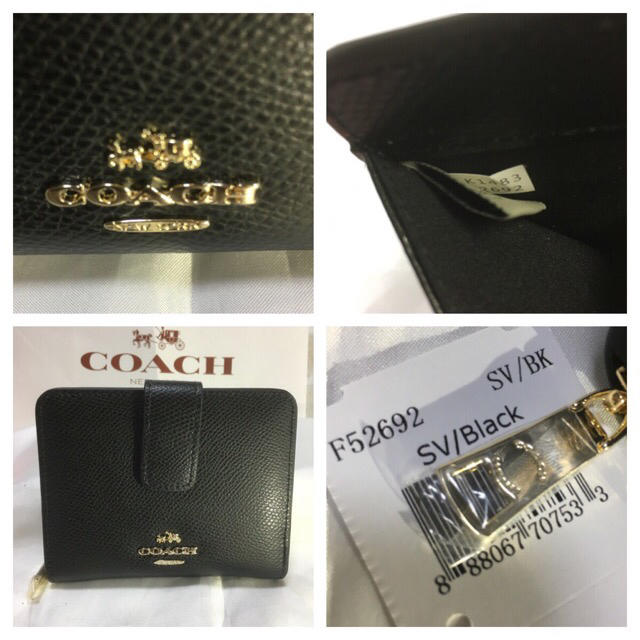 COACH(コーチ)の母の日❣️プレゼントにも❤️新品コーチ アラウンドジップ二つ折り財布 レザー黒 レディースのファッション小物(財布)の商品写真