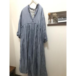 ネストローブ(nest Robe)の最終値下げ！美品★ネストローブ リネン切替ワンピ ムック本掲載！(ロングワンピース/マキシワンピース)