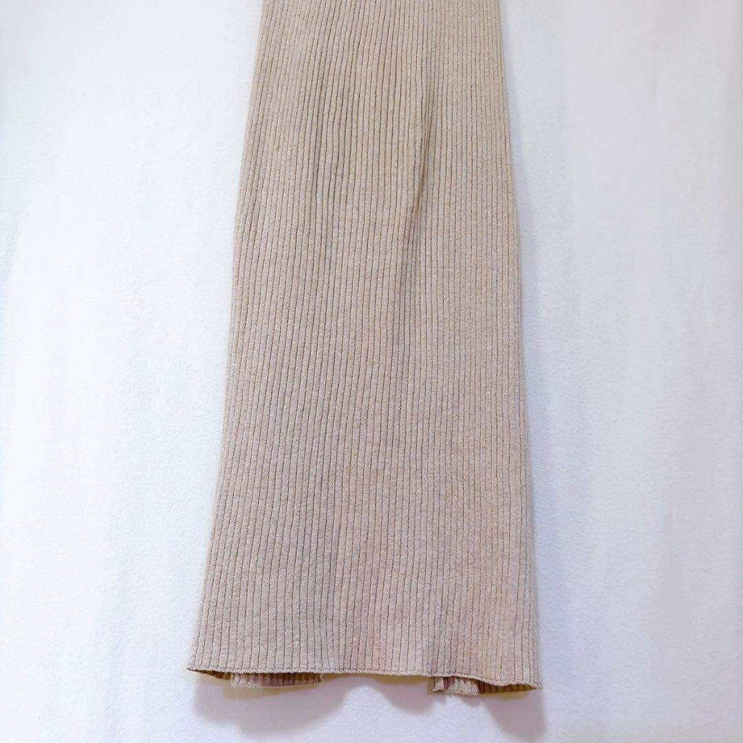 SEA(シー)のシー リブニット ロング丈 タイトスカート スリット ウエストゴム a2018 レディースのスカート(ロングスカート)の商品写真