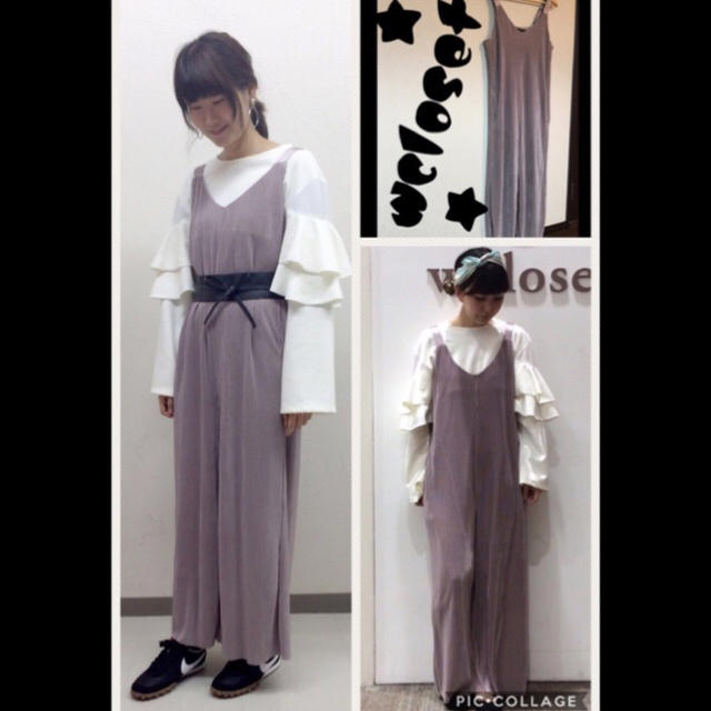 w closet(ダブルクローゼット)のwcloset★光沢プリーツサロペット★ レディースのパンツ(サロペット/オーバーオール)の商品写真