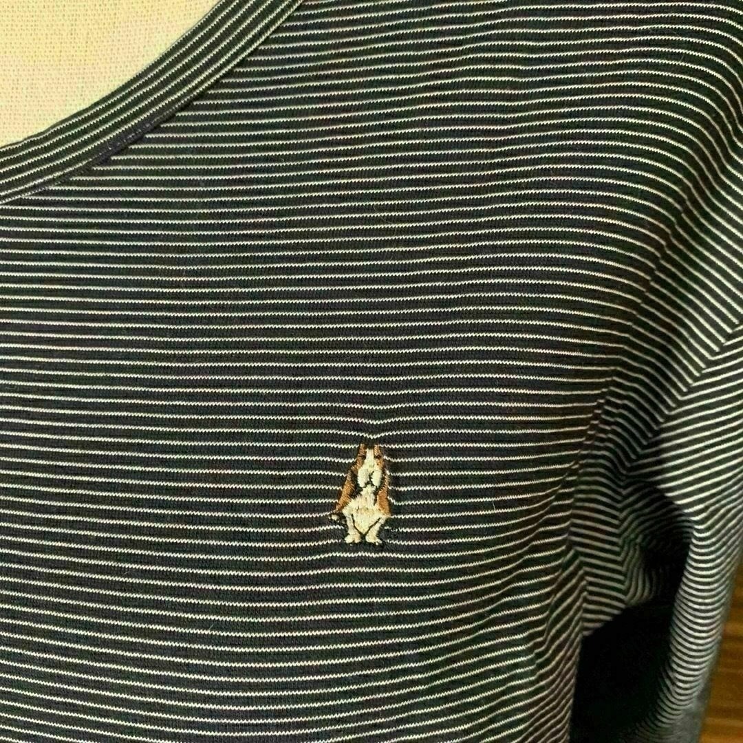 Hush Puppies(ハッシュパピー)のハッシュパピー Tシャツ Mサイズ ボーダー 長袖 白 黒 ホワイト ブラック メンズのトップス(Tシャツ/カットソー(七分/長袖))の商品写真