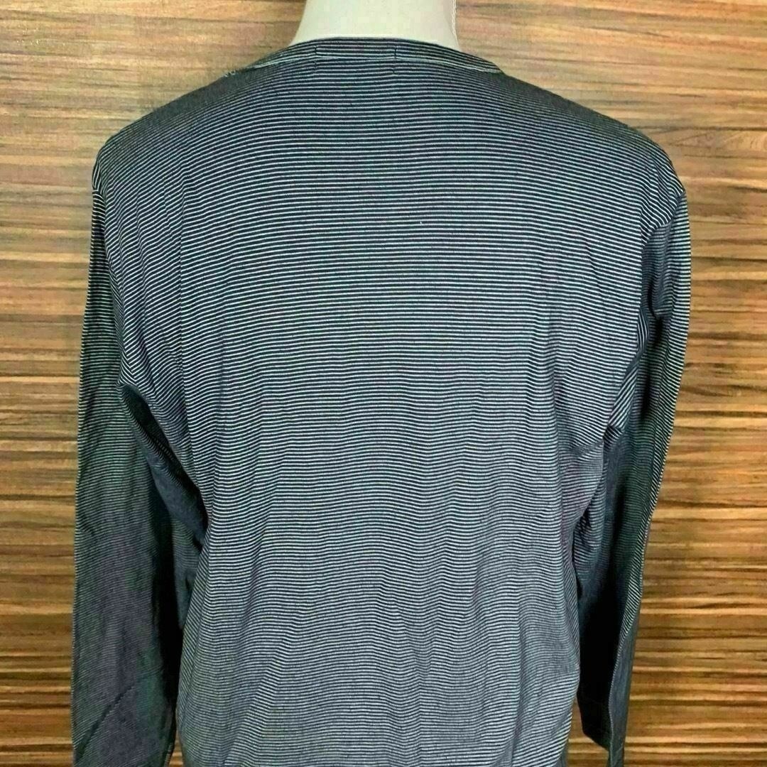 Hush Puppies(ハッシュパピー)のハッシュパピー Tシャツ Mサイズ ボーダー 長袖 白 黒 ホワイト ブラック メンズのトップス(Tシャツ/カットソー(七分/長袖))の商品写真