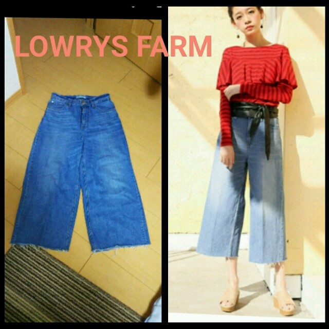 LOWRYS FARM(ローリーズファーム)のローリーズ*ﾜｲﾄﾞデニムクロップドパンツ レディースのパンツ(デニム/ジーンズ)の商品写真