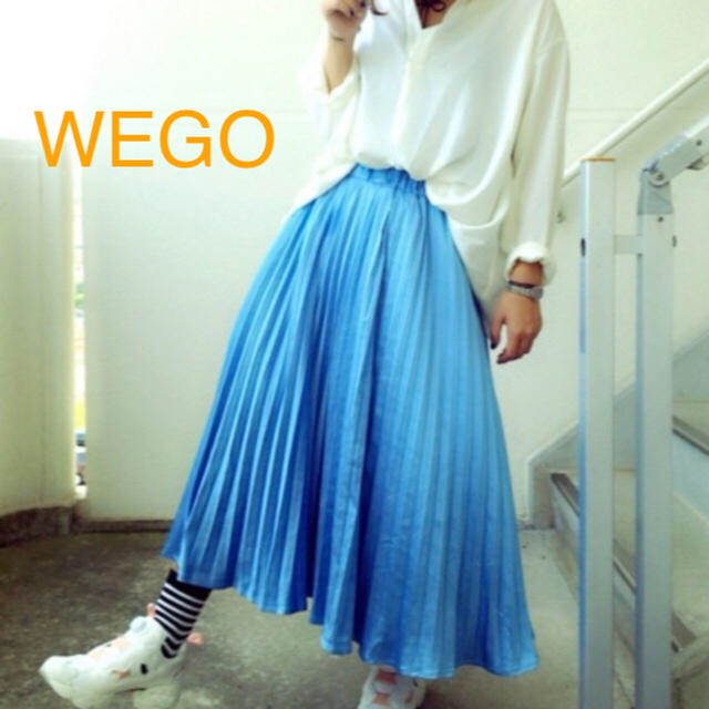 WEGO(ウィゴー)の【新品】WEGO サテンプリーツスカート サックスブルー レディースのスカート(ロングスカート)の商品写真