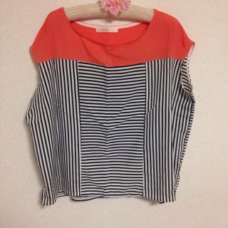 ローズバッド(ROSE BUD)のボーダー柄シフォンブラウス(シャツ/ブラウス(半袖/袖なし))