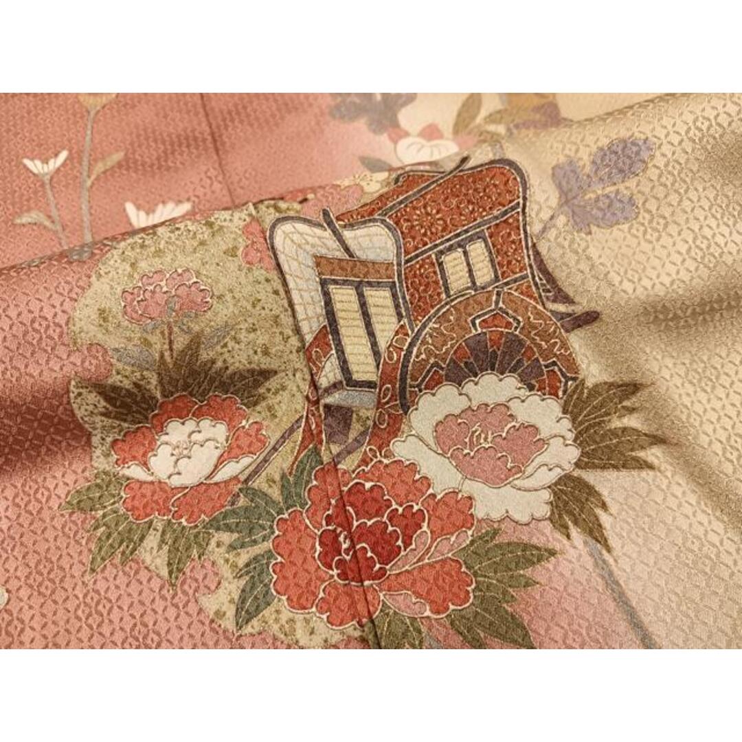 平和屋着物■訪問着　御所車雪輪花文　暈し染め　金彩　正絹　逸品　BAAV8341mz レディースの水着/浴衣(着物)の商品写真