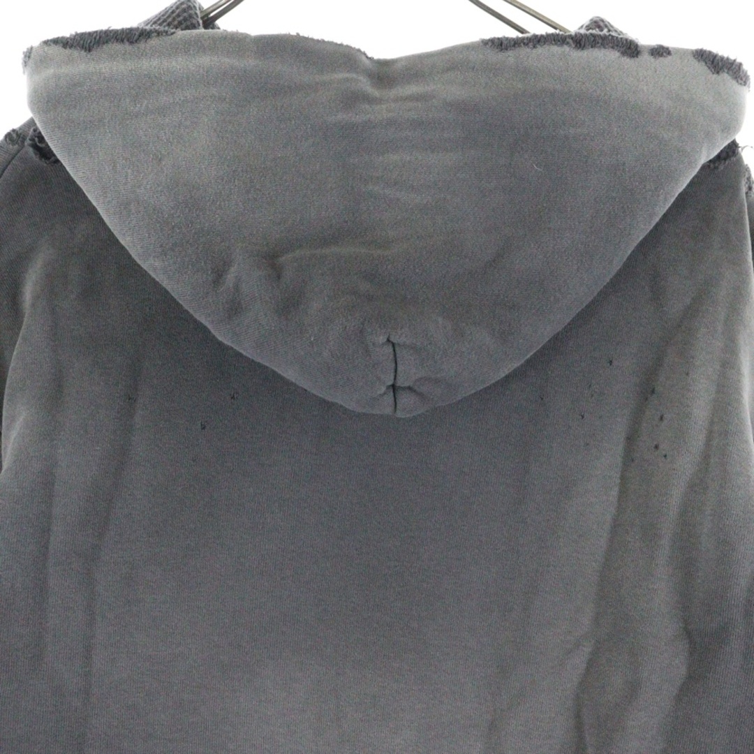 SAINT MICHAEL セントマイケル 24AW DBL FC ZIP HOODIE ダブルフェイス ダメージ加工 ジップアップフーディ スウェットパーカー チャコールグレー SM-YS1-0000-042 メンズのトップス(パーカー)の商品写真