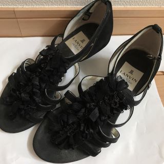 ランバンオンブルー(LANVIN en Bleu)の【LANVAN】黒サンダル(サンダル)