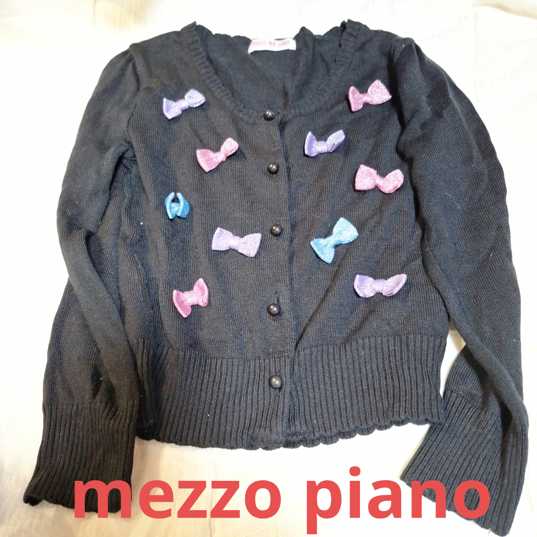 mezzo piano(メゾピアノ)のmezzo pianoヴィンテージリボン可愛いカーディガン　ナルミヤ キッズ/ベビー/マタニティのキッズ服女の子用(90cm~)(カーディガン)の商品写真