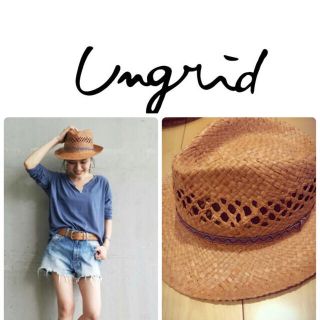 アングリッド(Ungrid)のungridチロリアンテープHAT(麦わら帽子/ストローハット)