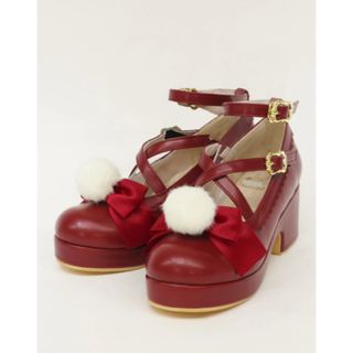 amavel ファーぽん　リボン付クロスパンプス　未使用