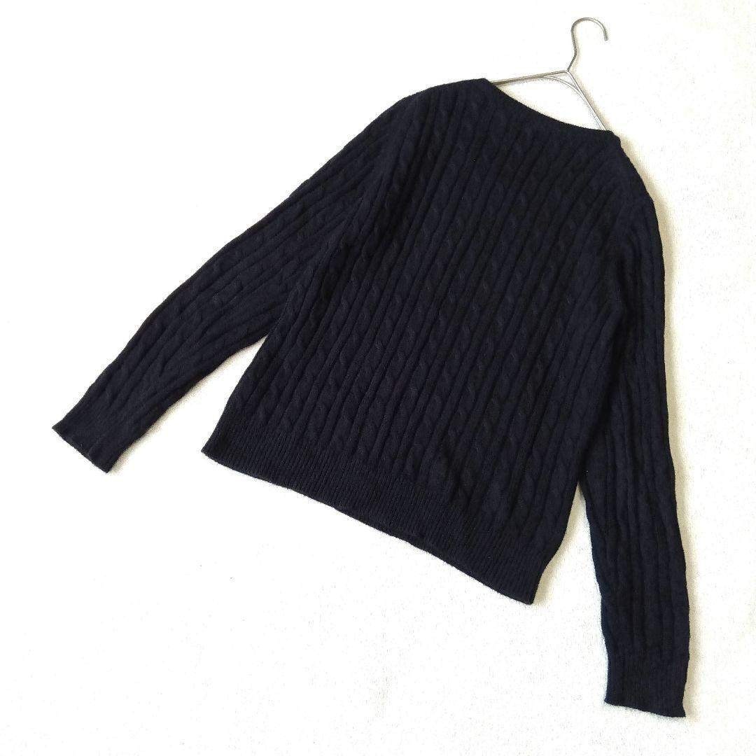 無印良品　長袖ニット·セーターM　黒　縄編み模様　綿100%　インドネシア製 レディースのトップス(ニット/セーター)の商品写真