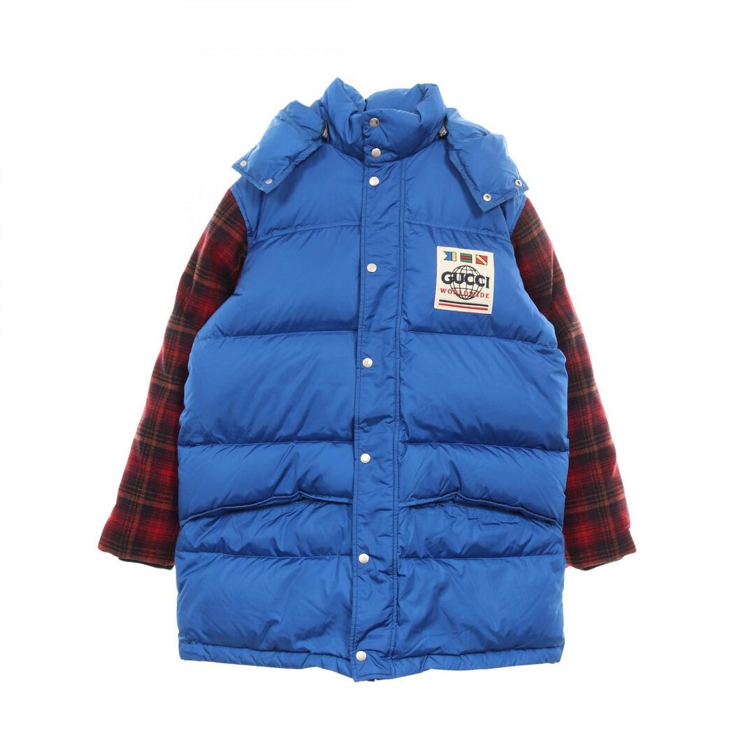 GUCCI(グッチ)のグッチ GUCCI GUCCI WORLDWIDE ダウンジャケット 衣料品 アウター ナイロン ウール メンズ ブルー系 / レッド系 【中古】 メンズのジャケット/アウター(ダウンジャケット)の商品写真