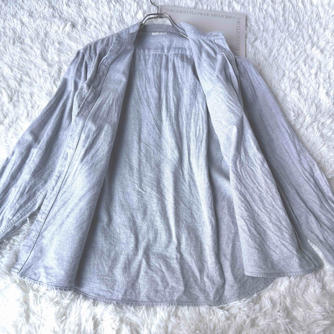 GU(ジーユー)のGU メンズ フランネル スタンダードカラーシャツ シャツ グレー M メンズのトップス(シャツ)の商品写真