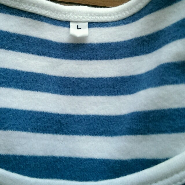 MUJI (無印良品)(ムジルシリョウヒン)の白×水色　ボーダーT レディースのトップス(Tシャツ(半袖/袖なし))の商品写真
