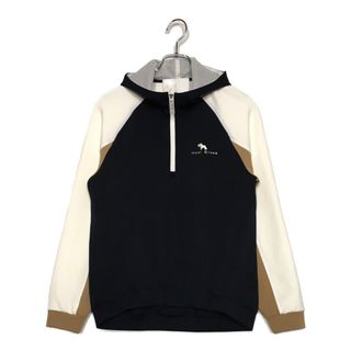 coco 未使用品 ヒールクリーク HEAL CREEK レディース 長袖シャツ 40(M) 紺×白 ハーフジップ フード