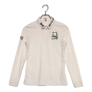coco 中古 ワック WAAC レディース 長袖ポロシャツ 1(S) 白 ホワイト ロゴワッペン 刺しゅう 薄手