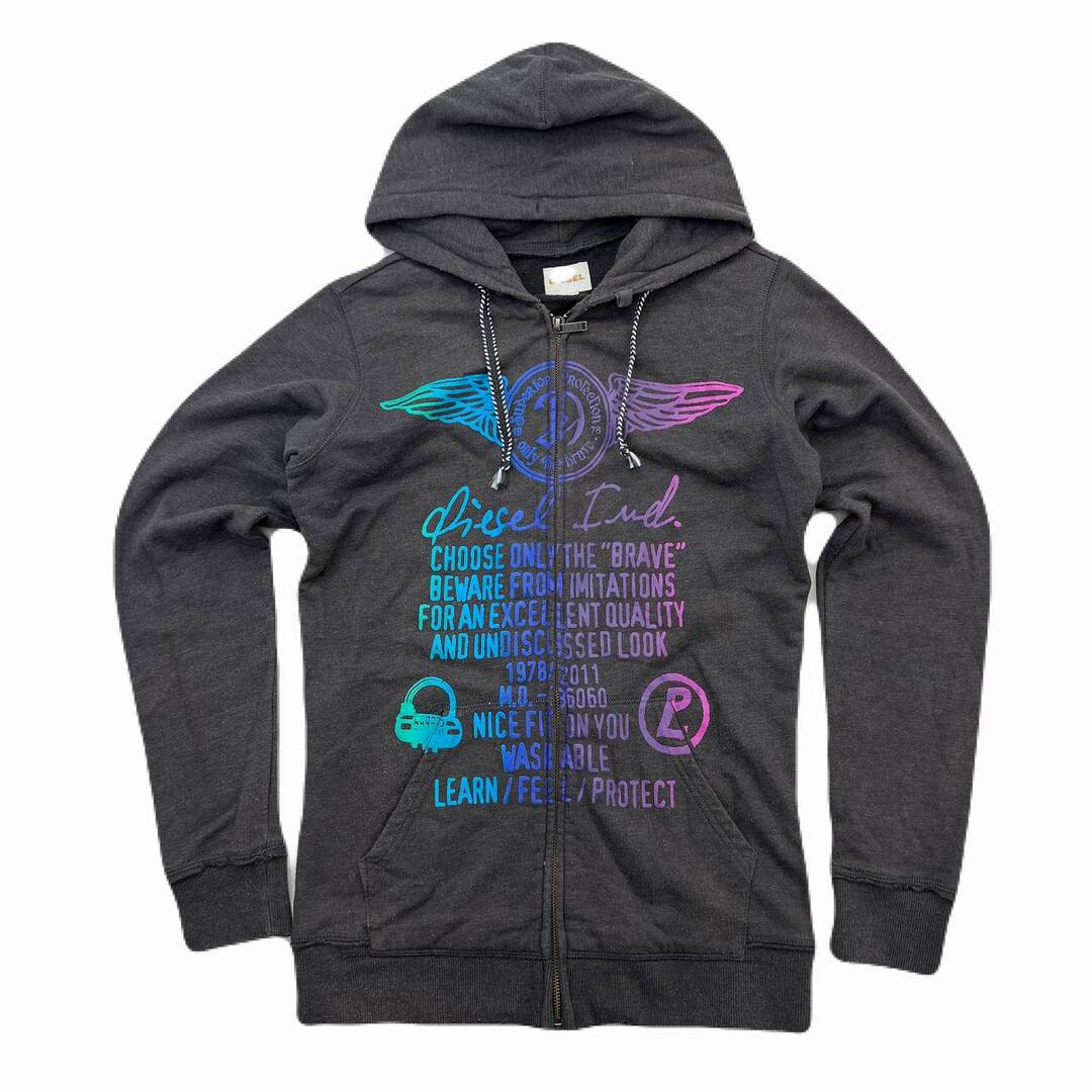 DIESEL(ディーゼル)のディーゼル スウェット パーカー トレーナー チャコールグレー  メンズ Mサイズ グラフィック DIESEL メンズのトップス(パーカー)の商品写真