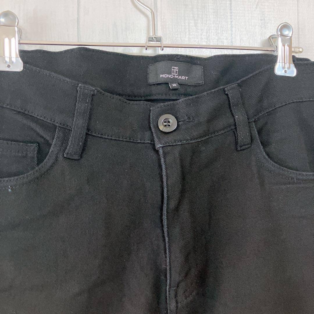 MONO-MART(モノマート)のmono-mart コットンスキニーパンツ　ブラック　M　無地 レディースのパンツ(デニム/ジーンズ)の商品写真