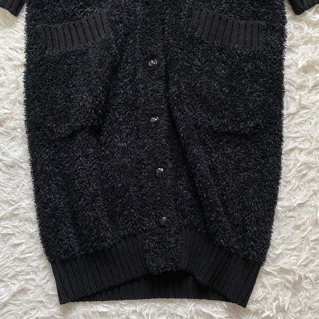 Drawer(ドゥロワー)の極美品■ Drawer　シャギーニット　ロングカーディガン　七分袖　ブラック レディースのトップス(カーディガン)の商品写真