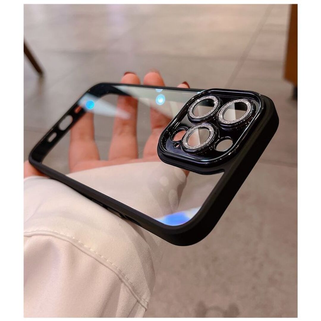 iphone12promaxケース レンズ保護付き　透明 ブラック290 スマホ/家電/カメラのスマホアクセサリー(iPhoneケース)の商品写真