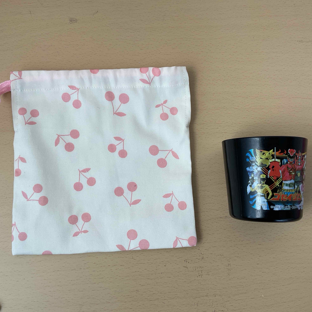 さくらんぼ　入園入学5点セット　ハンドメイド　レッスンバッグ　上履き入れ　 ハンドメイドのキッズ/ベビー(バッグ/レッスンバッグ)の商品写真